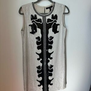 BCBGMAXAZRIA Elegant Black and beige Sequin Dress